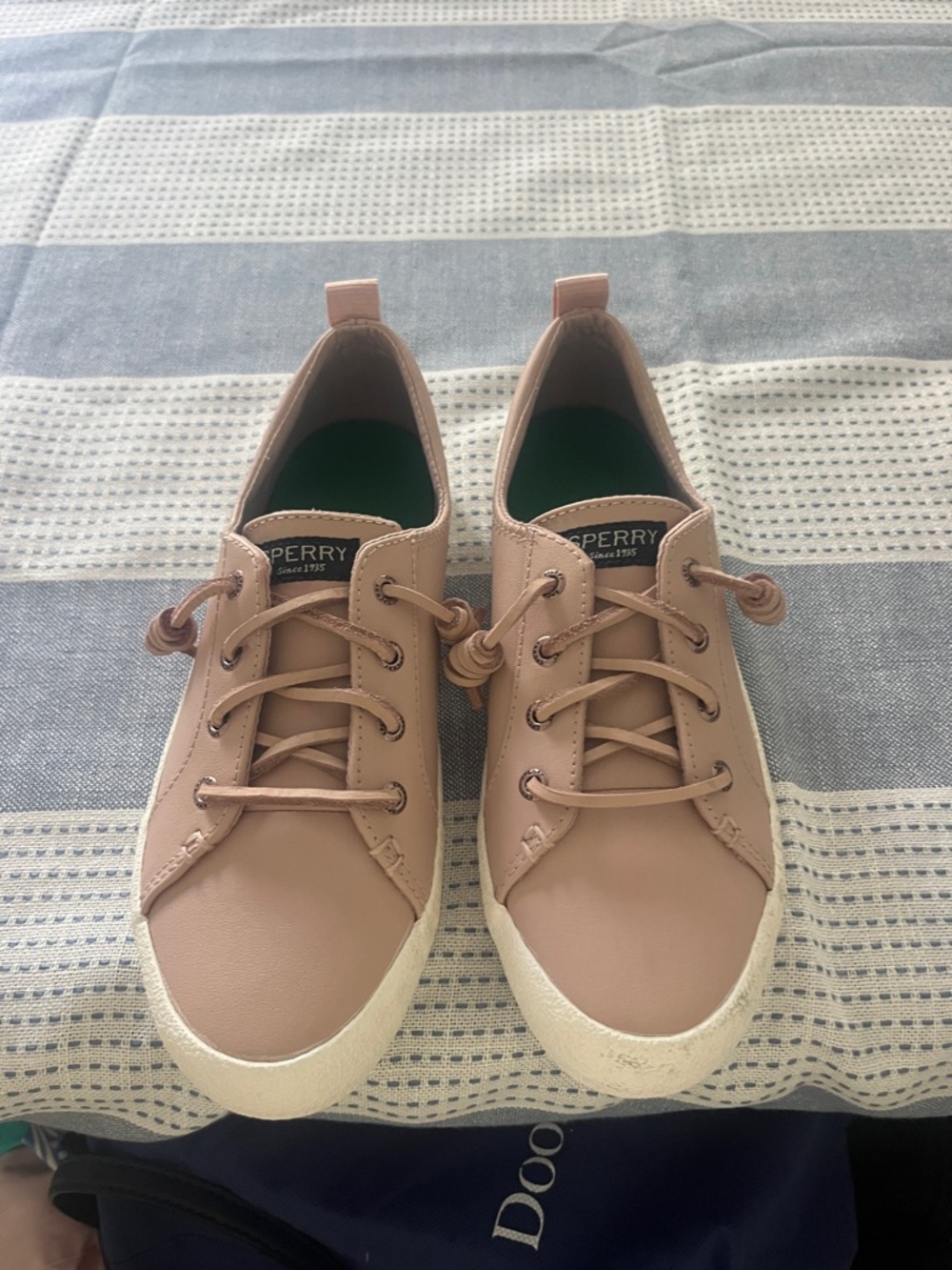 Sperry Blush Pink Lace-Up Low-Top Sneakers with Cream Sole